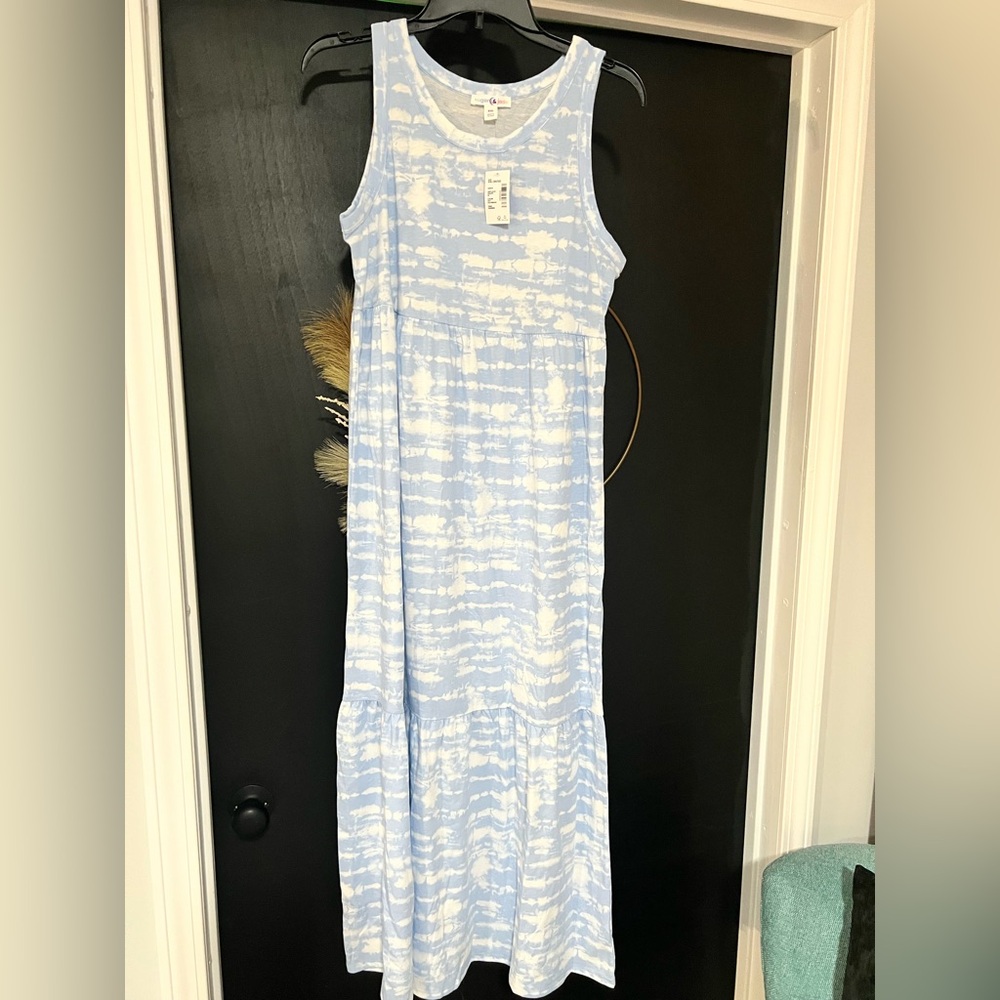 NWT Sugar & Jade Blue and White Tie-Dye Maxi Dress.